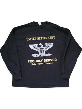 United States Army Proudly Served Men’s 2XL Long Sleeve Black T-Shirt Gildan